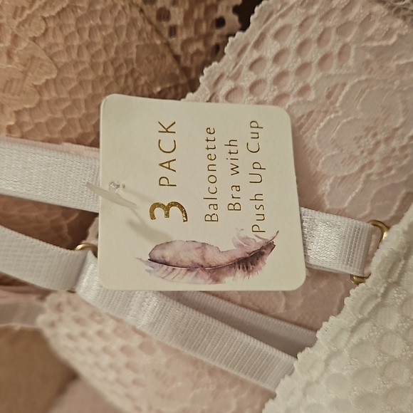 💕JESSICA SIMPSON💕 Padded Push Up Balconette Bras 3 Pk Pink White Nude 36C NWT - Picture 12 of 16